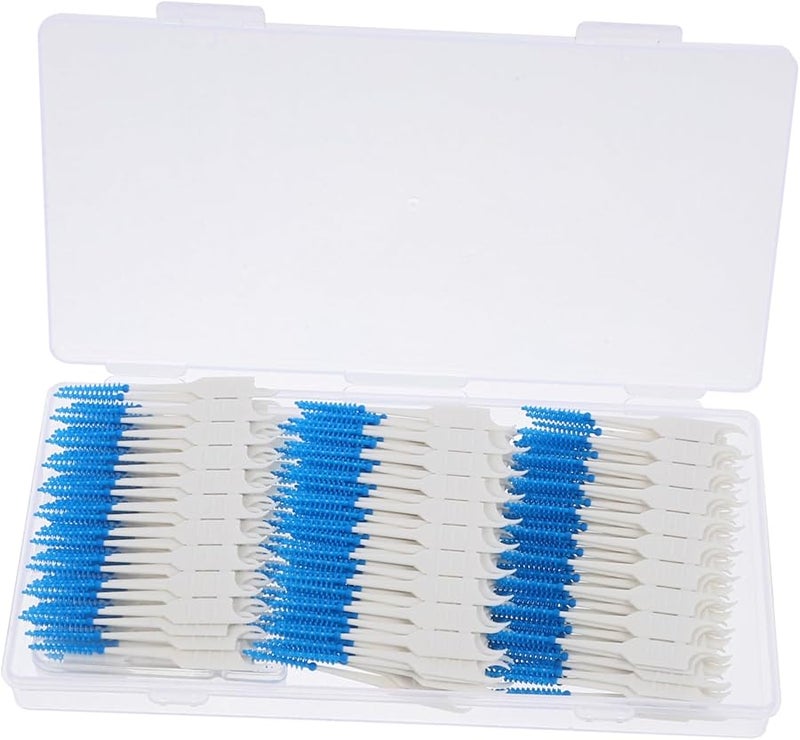 FRCOLOR Blue 300pcs Gentle Silicone Interdental Brushes for Oral Health and Gum Care Travel Essentials - Image 1